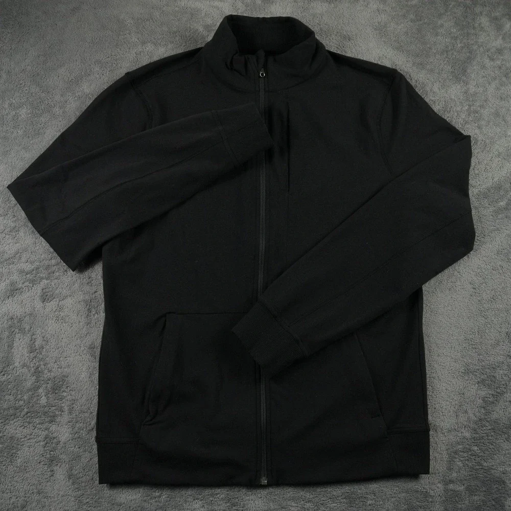 Lululemon PrePost Jacket Mens L‎ Black Mock Neck Performance Activewear Full Zip